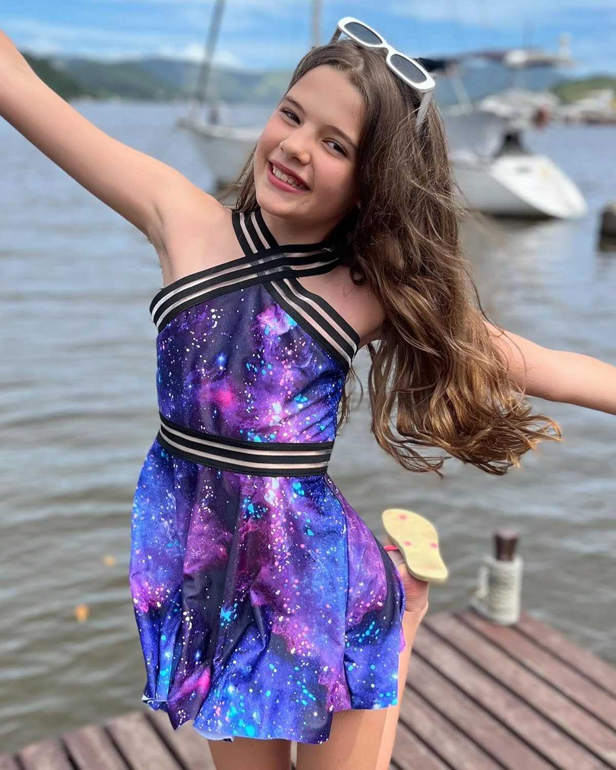 Girls Tankini Swimsuits Set size 7-14T Two Piece Swim Skirt and Bikini Bottom Criss-Cross Hawaii Bathing Suit