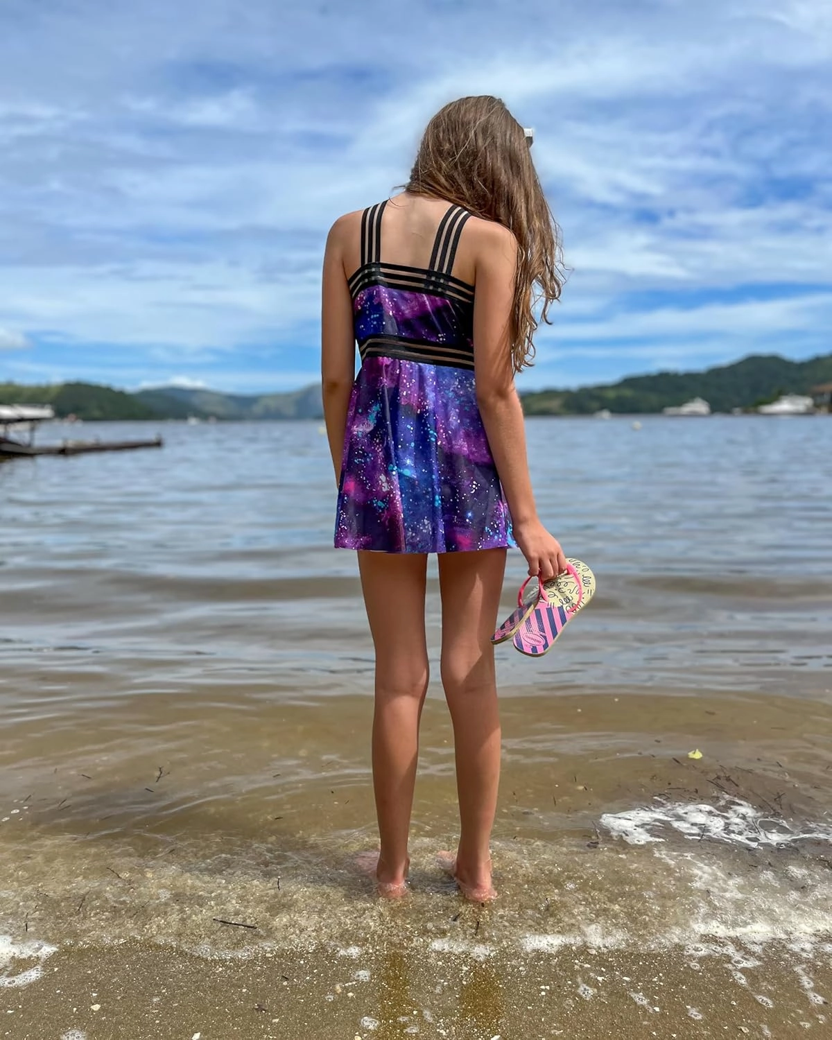 Girls Tankini Swimsuits Set size 7-14T Two Piece Swim Skirt and Bikini Bottom Criss-Cross Hawaii Bathing Suit