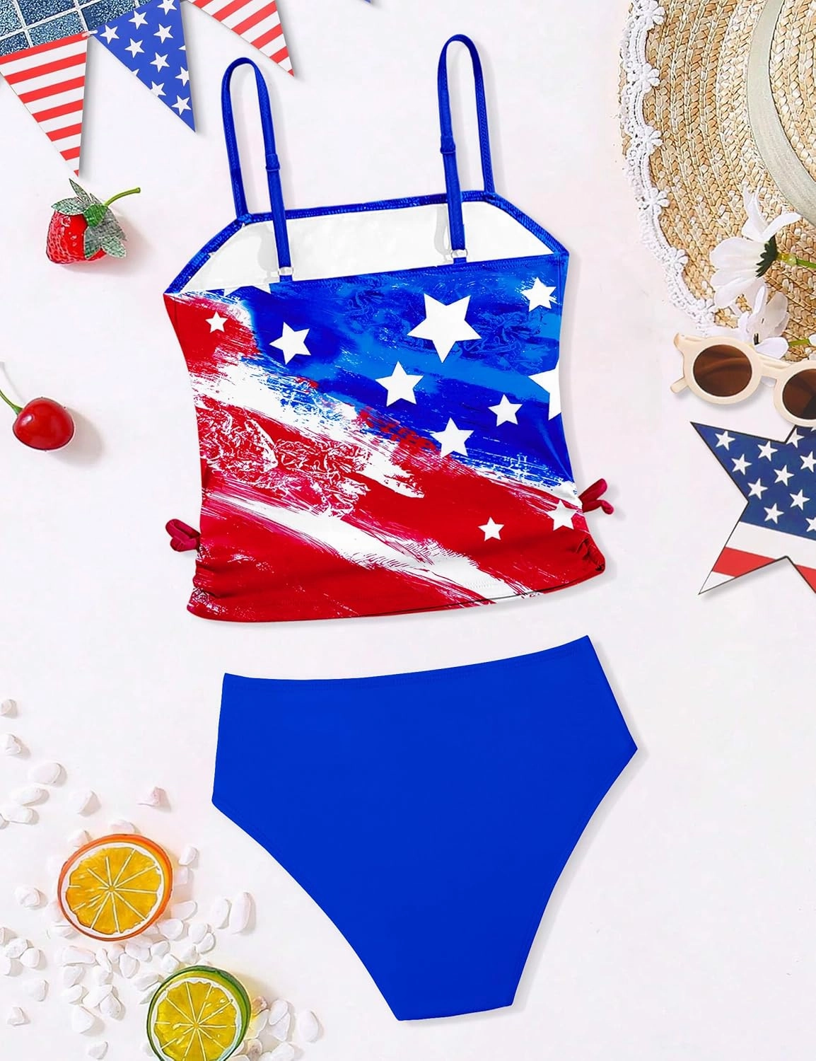 Girls Tankini Swimsuits Two Piece Bathing Suit Drawstring Swimwear Set for Girls 7-14 Years