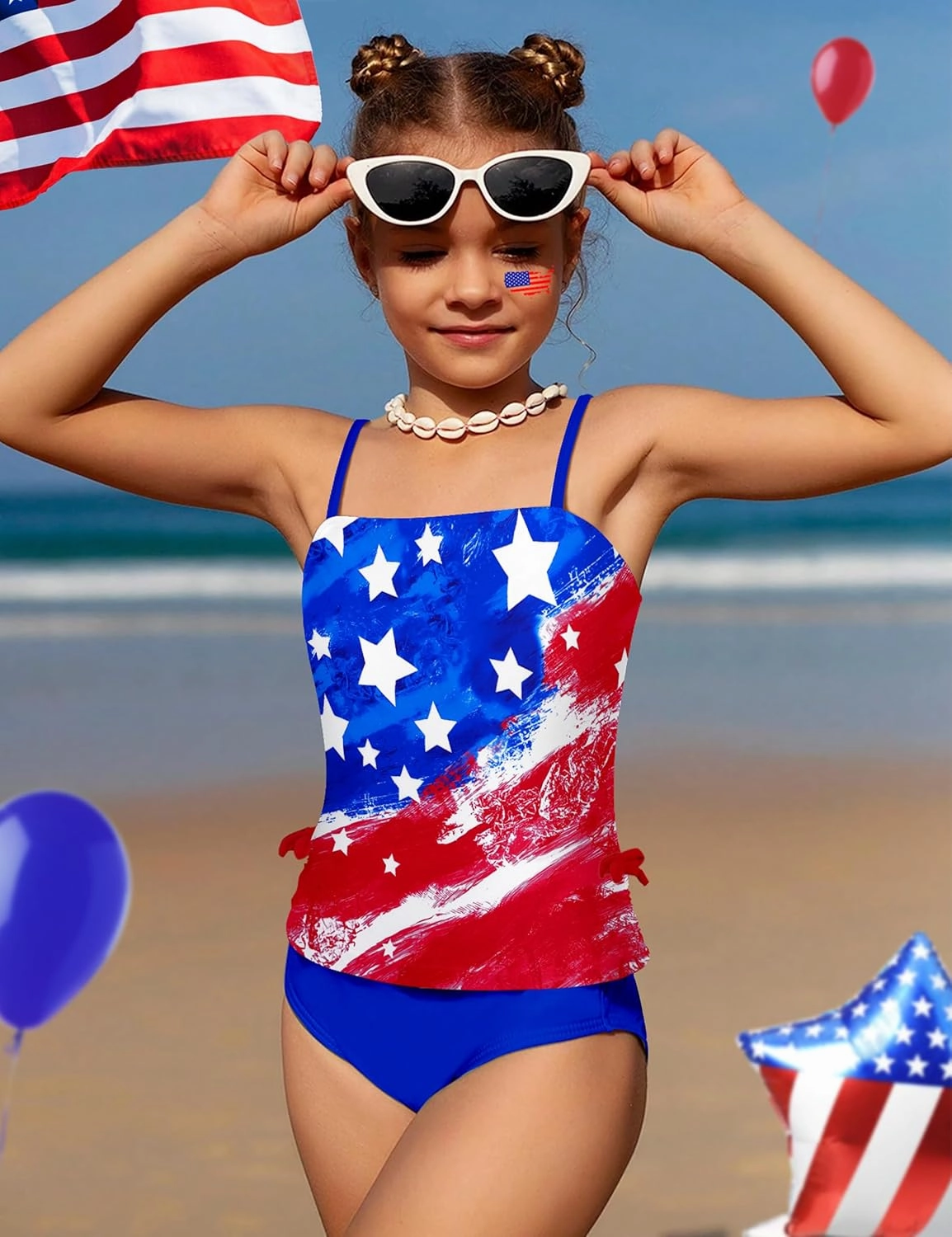 Girls Tankini Swimsuits Two Piece Bathing Suit Drawstring Swimwear Set for Girls 7-14 Years