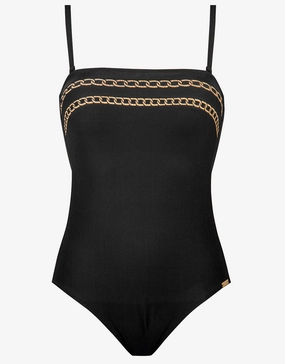 Golden Chain Bandeau Swimsuit - Black