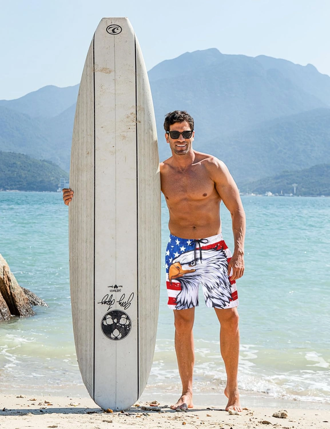 Goodstoworld Men's Novelty Swimtrunks Quick Dry 3D Printed Mesh Lining Beach Board Shorts with Pockets S-4XL