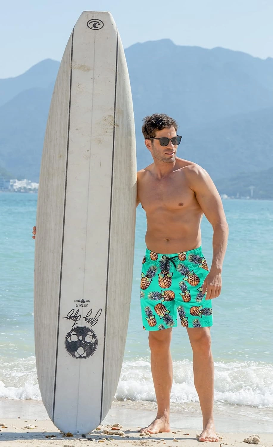 Goodstoworld Men's Novelty Swimtrunks Quick Dry 3D Printed Mesh Lining Beach Board Shorts with Pockets S-4XL