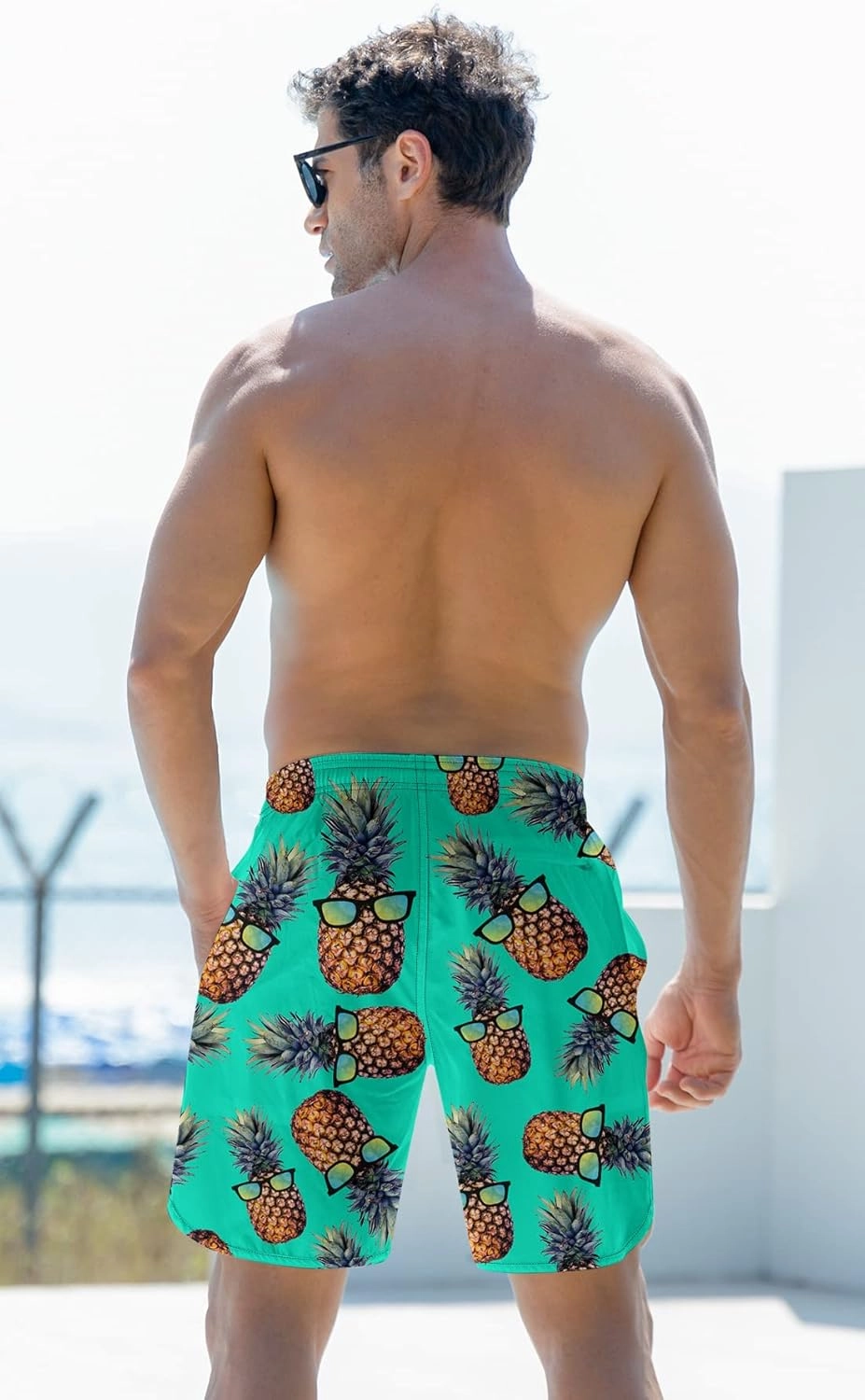 Goodstoworld Men's Novelty Swimtrunks Quick Dry 3D Printed Mesh Lining Beach Board Shorts with Pockets S-4XL