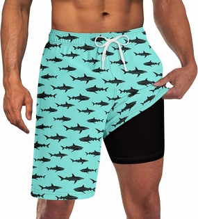 Goodstoworld Mens Swim Trunks with Compression Liner 9'' Inseam Quick Dry Swimsuit Shorts M-3XL