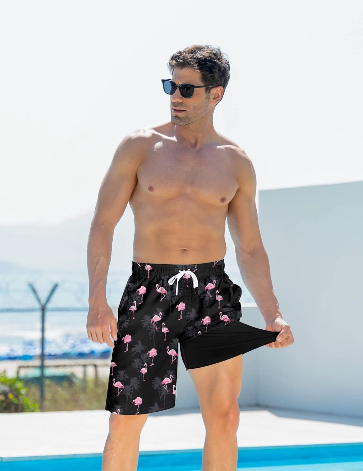 Goodstoworld Mens Swim Trunks with Compression Liner 9'' Inseam Quick Dry Swimsuit Shorts M-3XL