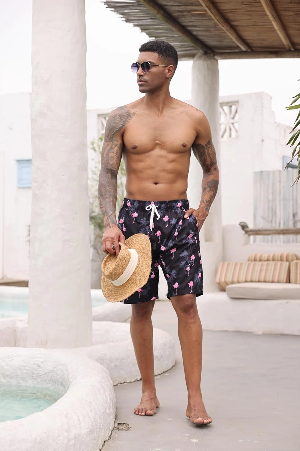 Goodstoworld Mens Swim Trunks with Compression Liner 9'' Inseam Quick Dry Swimsuit Shorts M-3XL