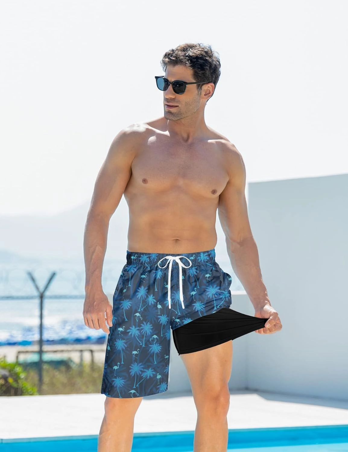 Goodstoworld Mens Swim Trunks with Compression Liner 9'' Inseam Quick Dry Swimsuit Shorts M-3XL
