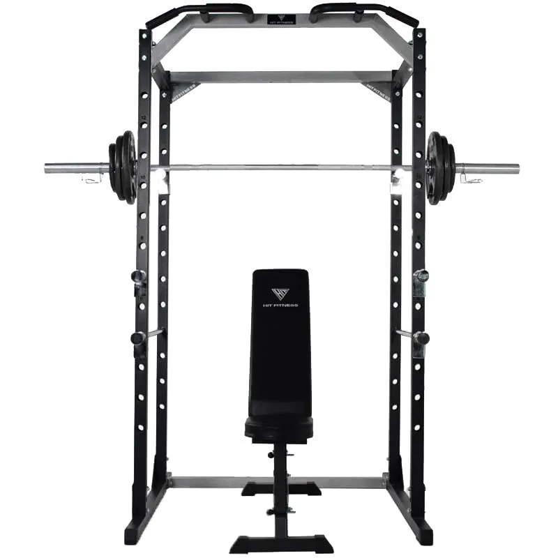 Hit Fitness Athletic Pack 80kg | Rack - Bench - Cast Iron Discs, Select Functions, Calorie burn tracker