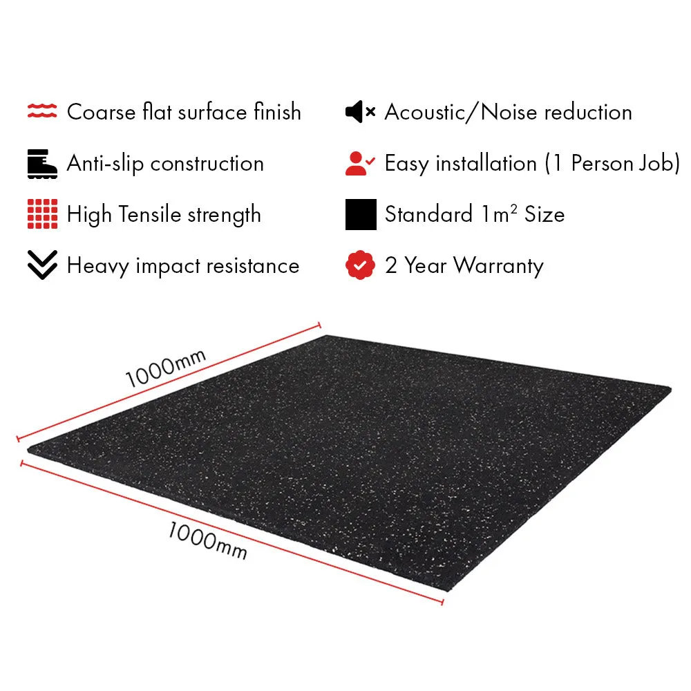 Hit Fitness Rubber Tile Black | 1m x 1m x 15mm | White Fleck, Gym bag with shoe compartment, Gym towel microfiber