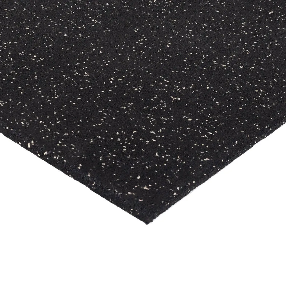 Hit Fitness Rubber Tile Black | 1m x 1m x 15mm | White Fleck, Exercise Mats