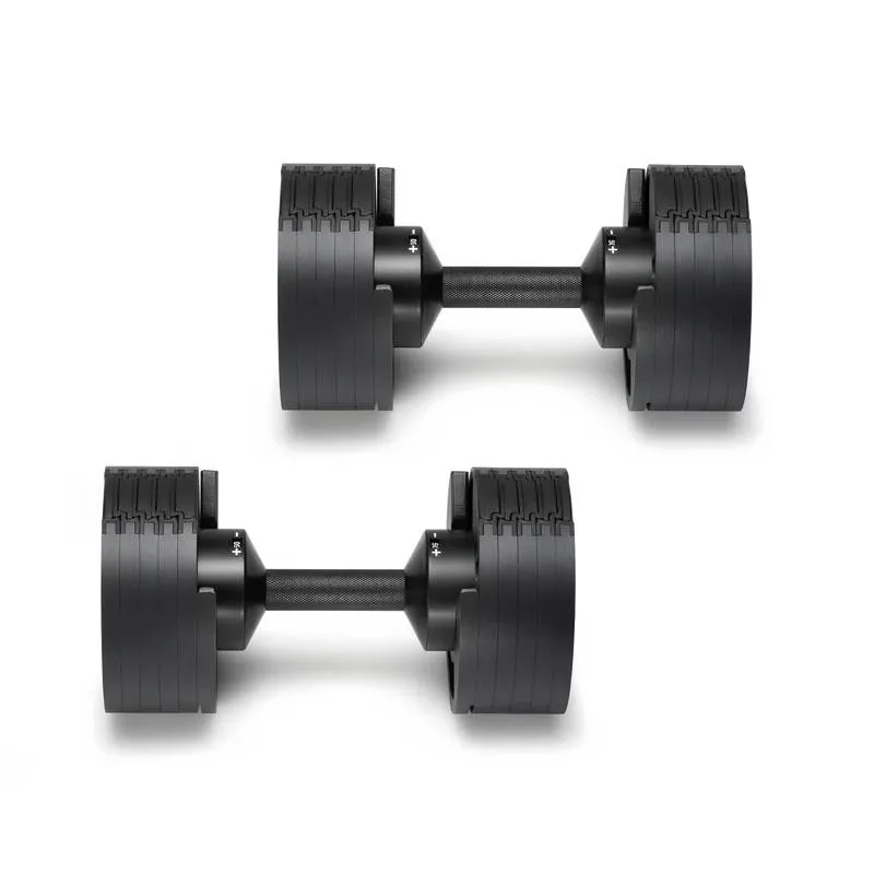 SMRTFT Nobells - 5-50lb Adjustable Dumbbell Pair - Matte Black, Rowing machine for small spaces, Barbell weight set, Gymnastic Rings