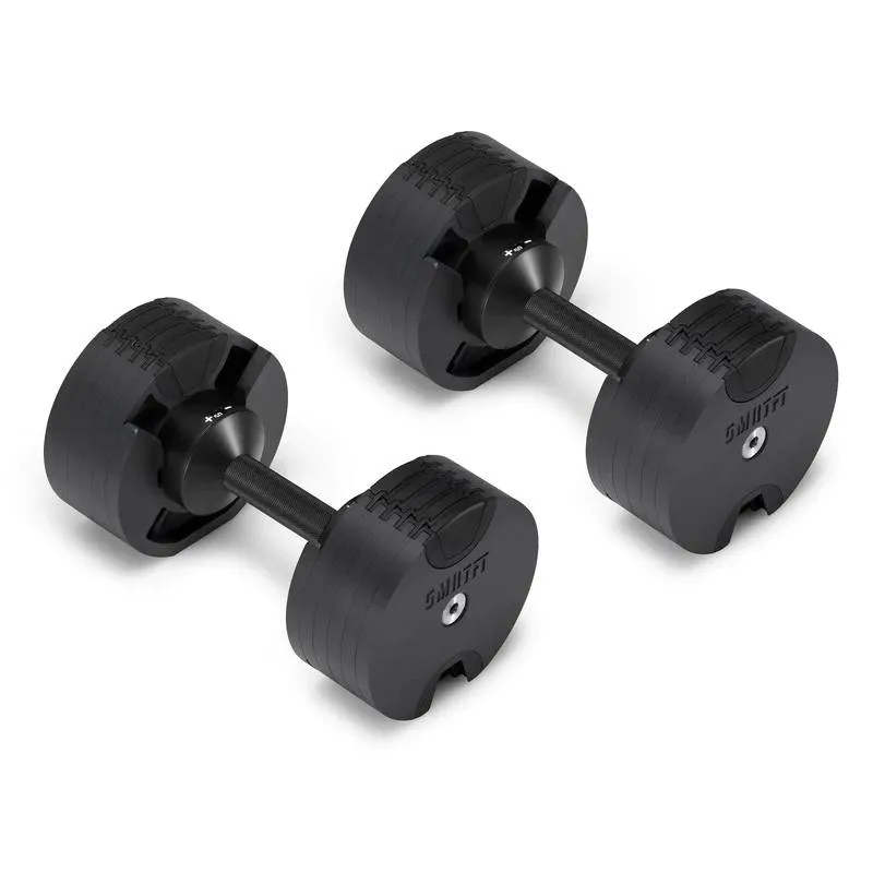 SMRTFT Nobells - 5-50lb Adjustable Dumbbell Pair - Matte Black, Rack Attachments, Agility,Speed, Exercise Balls