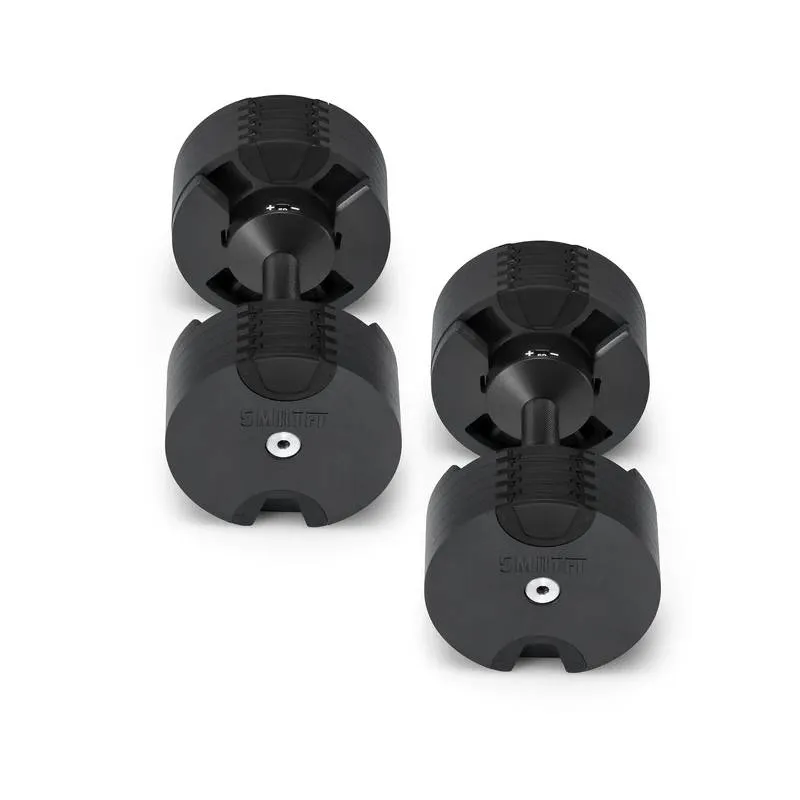 SMRTFT Nobells - 5-50lb Adjustable Dumbbell Pair - Matte Black, Steppers,ClimbMills, Bamboo foam roller