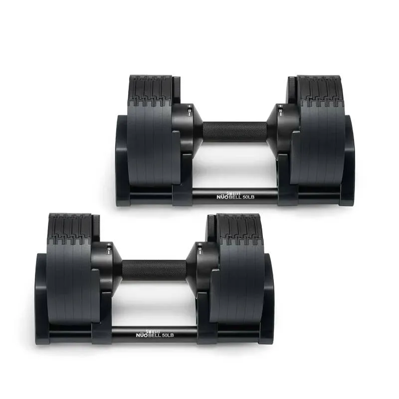 Grab Yours Now SMRTFT Nobells - 5-50lb Adjustable Dumbbell Pair - Matte Black Refined for You, Leg Curls,Extensions,Calf Presses, Flooring