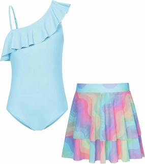 GRACE KARIN Girls One Piece Swimsuits with Mesh Skirt Bathing Suit Swimwear 6-14Y