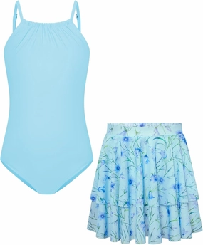 GRACE KARIN Girls Swimsuit with Skirt One Piece Bathing Suit Swimwear 6-14Y