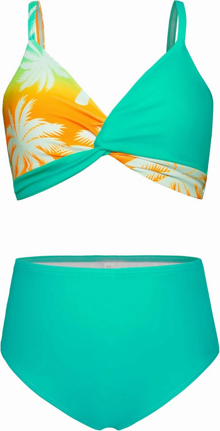 GRACE KARIN Teen Girls Bathing Suits Kids 4 Piece Long Sleeve Swimsuit Kimono Up Pants Bikini Tankini Set Swimwear