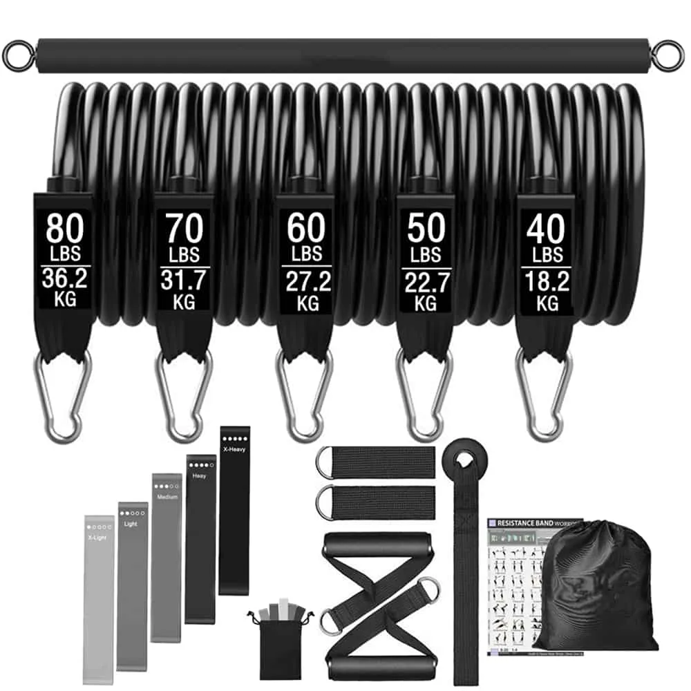 150lb Fitness Resistance Bands Set, Parallettes for calisthenics, Weight Vests, Childrens resistance bands