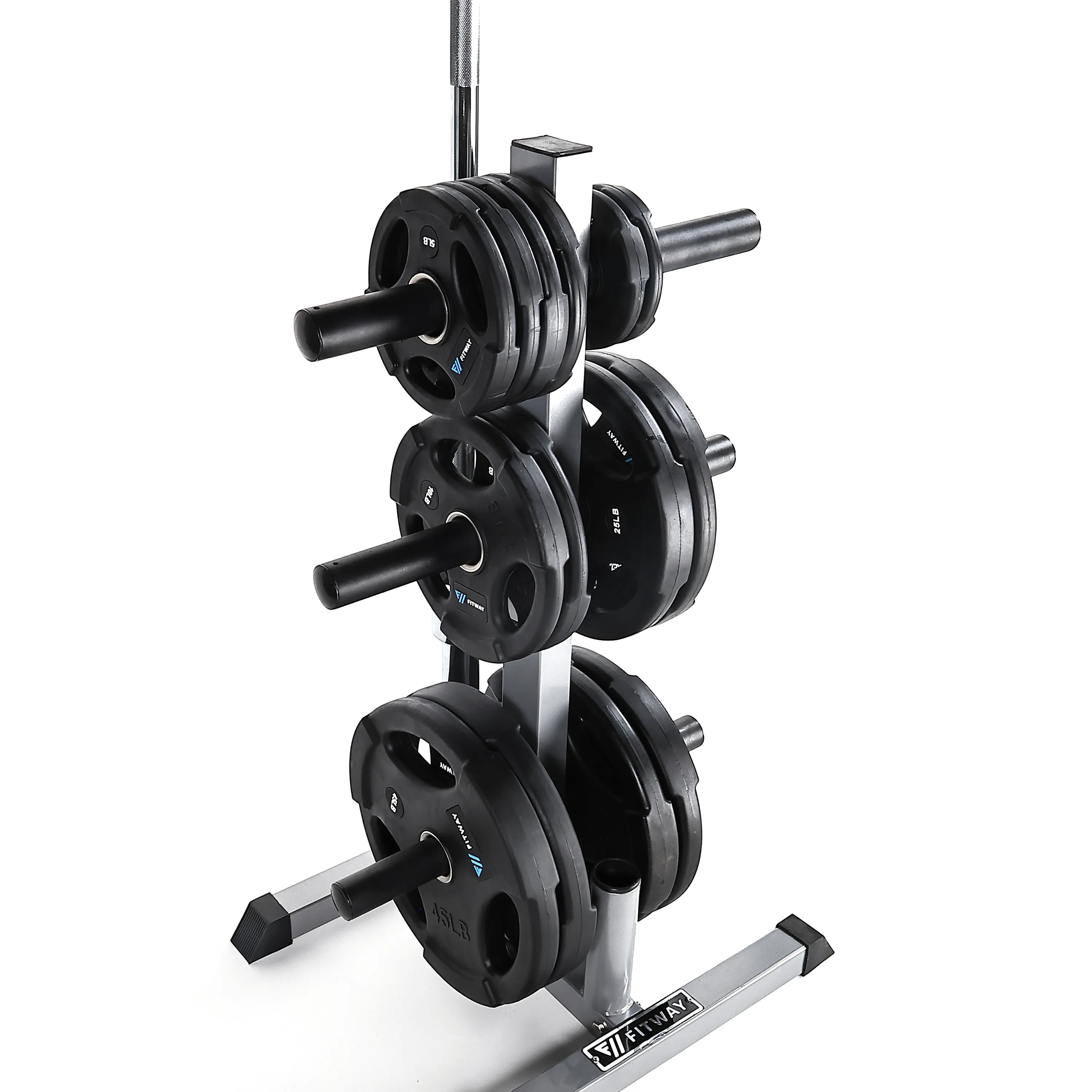 Fitway 300LB Olympic Set with Plate Tree, Steel Plates, Low impact cardio machine