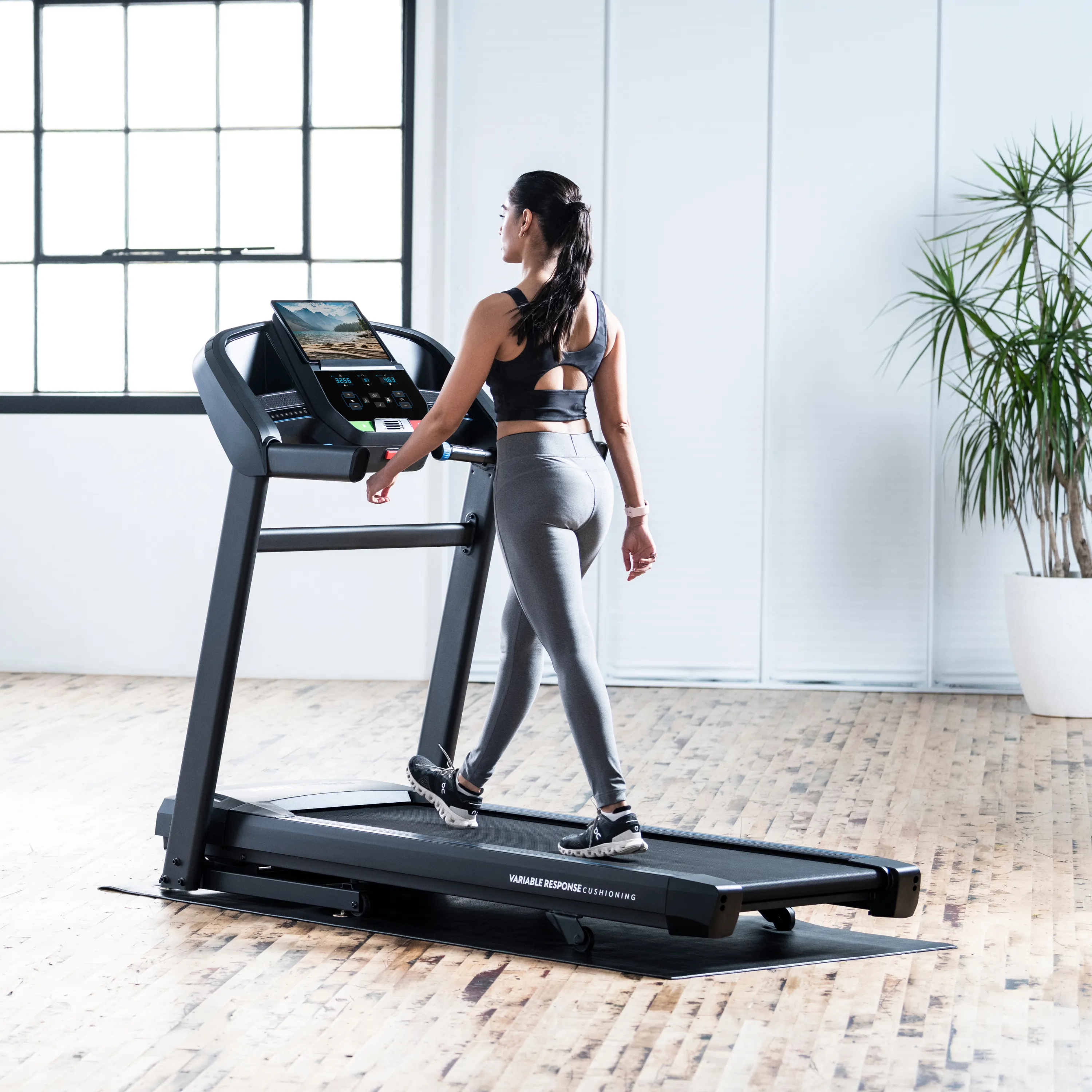 Horizon Fitness T202 Treadmill, Bamboo foam roller, Yoga wheel for back