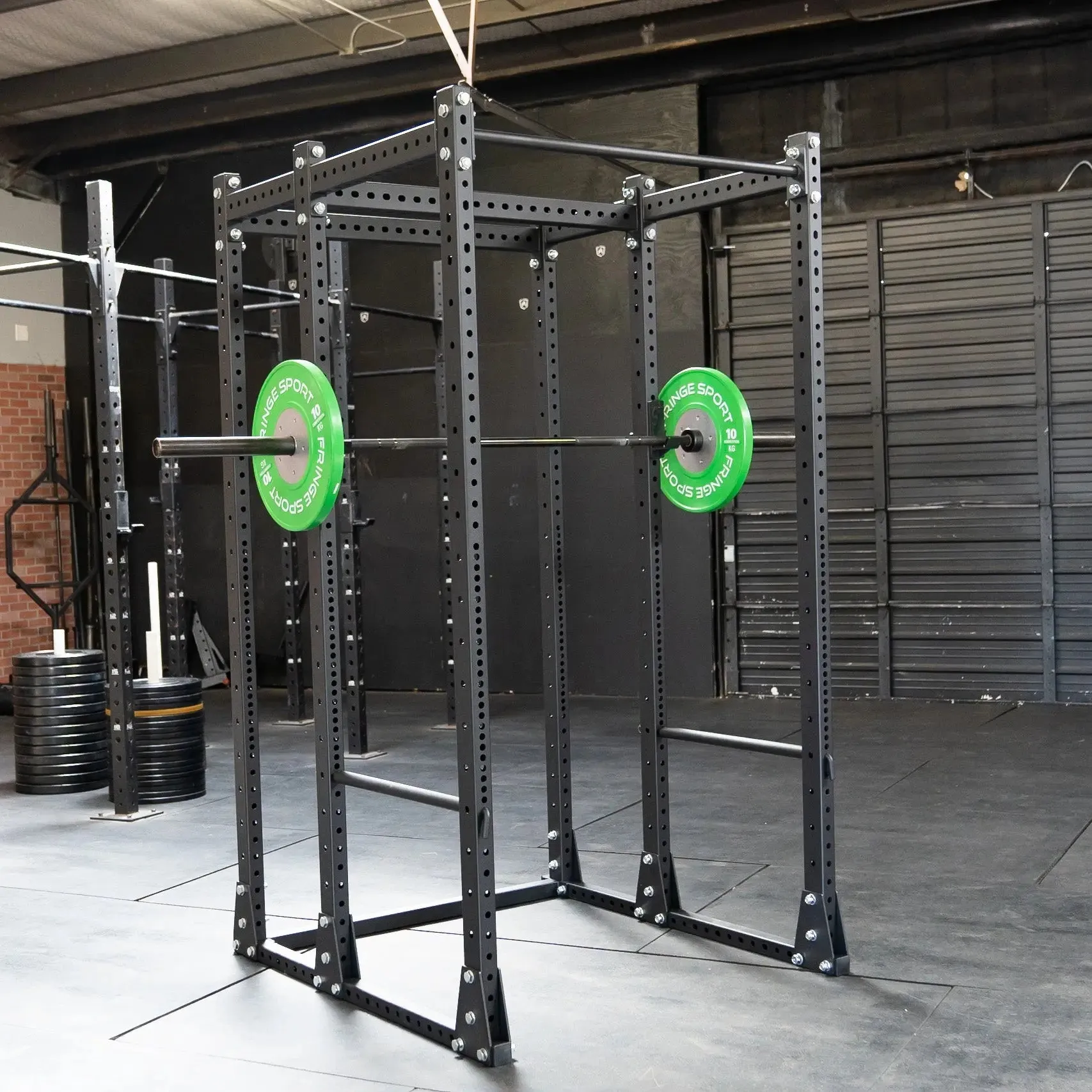 Unlimited | MEGA 6 Post Squat Rack, TENS unit muscle stimulator, Curved treadmill, Olympic Frisbee Set (With Stand)