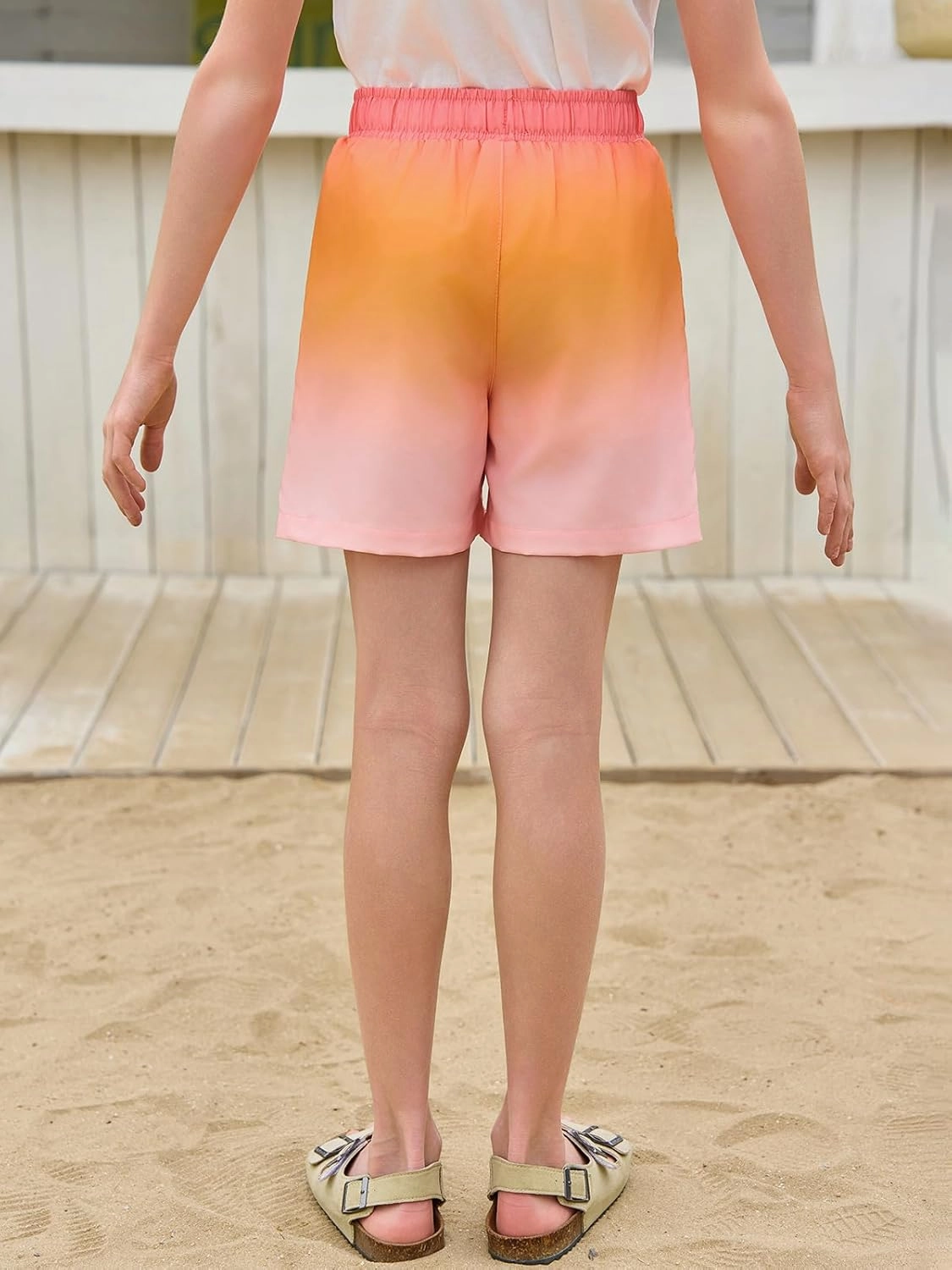 Haloumoning Boys Swim Trunks with Boxer Brief Liner Kids Gradient Quick Dry Swimming Shorts 5-14 Years