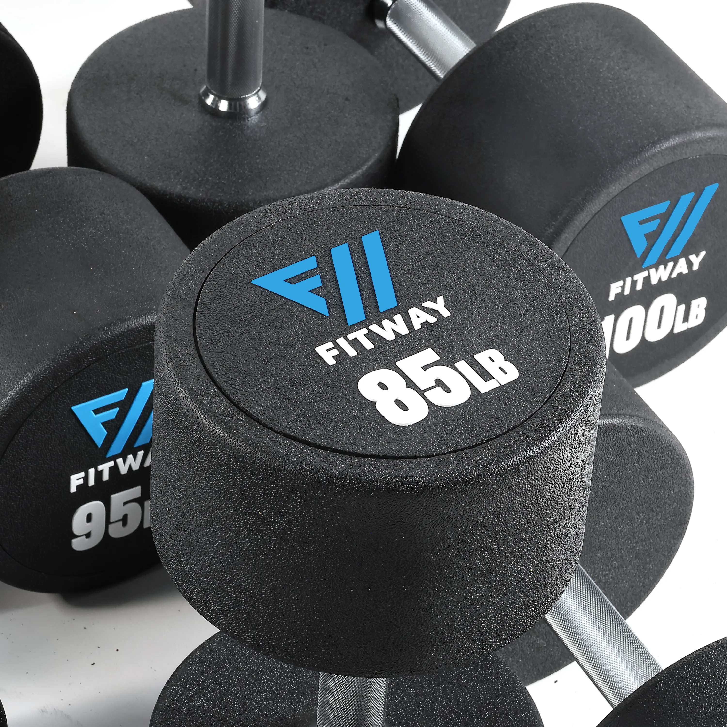 Fitway Pro Commercial Dumbbells 80-100LB Set, Rollers, Olympic Frisbee Set (With Stand)