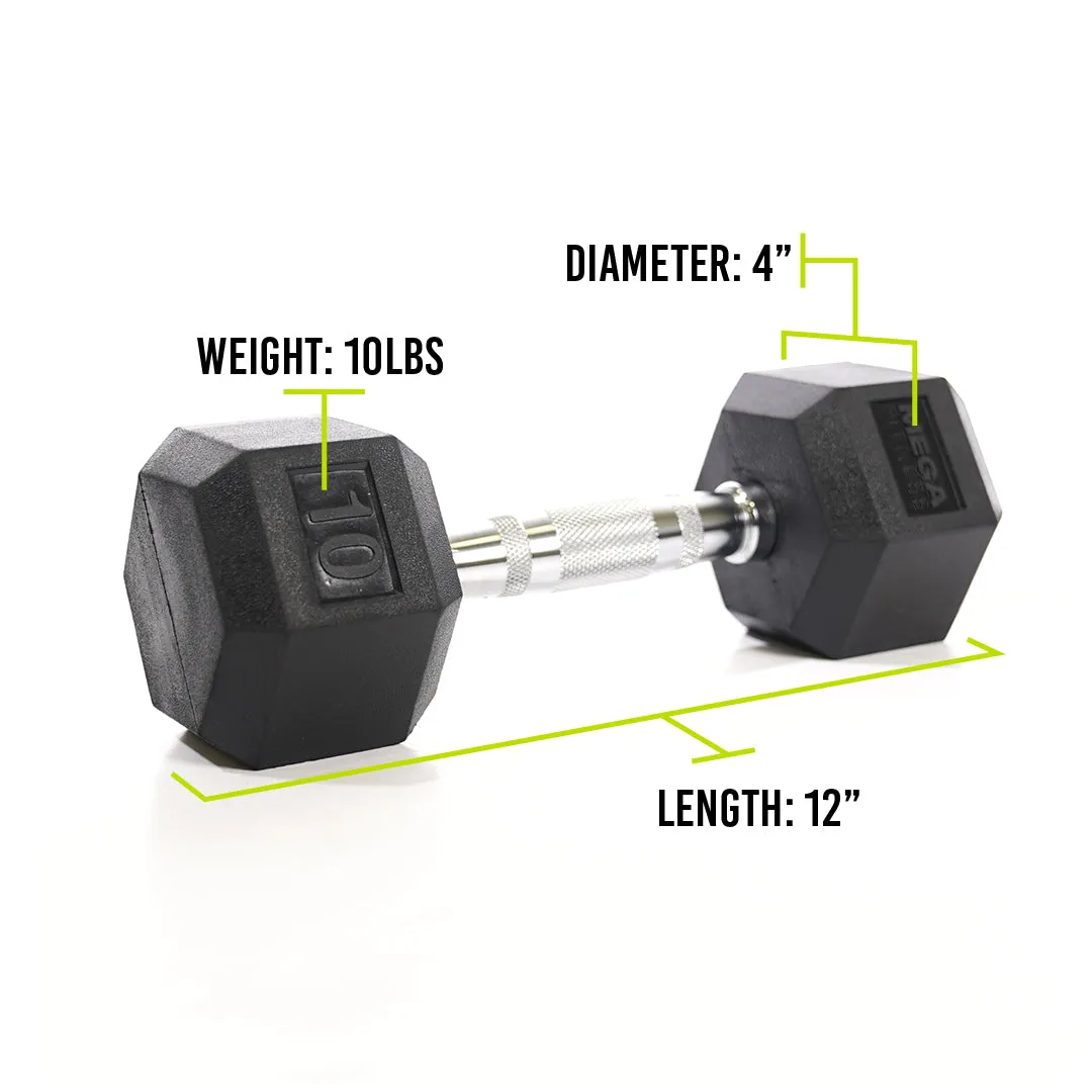 Mega Fitness - Rubber Hex Dumbbell 10lbs, Bamboo foam roller, Steel Plates
