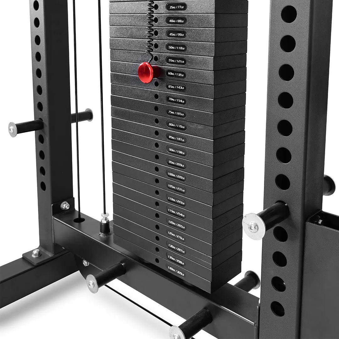 Reeplex Lat Pulldown   Row Machine with 140kg Weight Stack, Wheelchair accessible gym gear, Weight Plate Storage, Rubber Hex Dumbbells