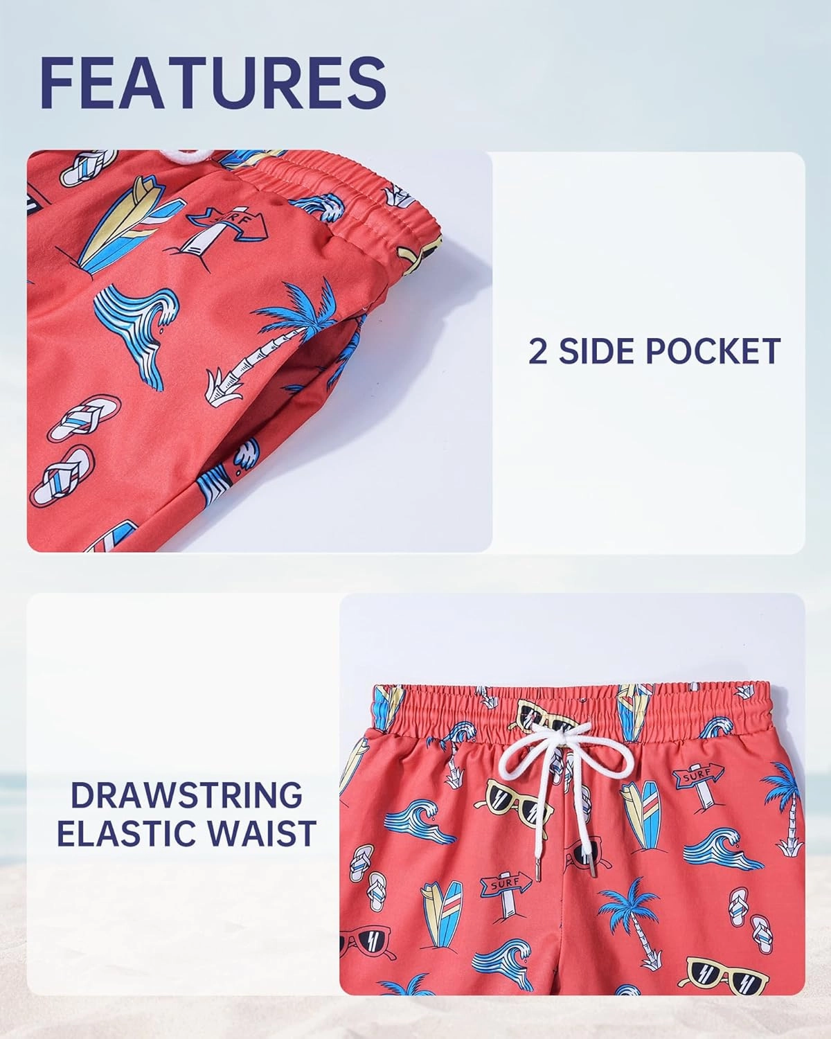 HASMES Boys Swim Trunks with Compression Liner Kids Bathing Suit Quick Dry Board Shorts Swimsuit for Teen 5-14Y