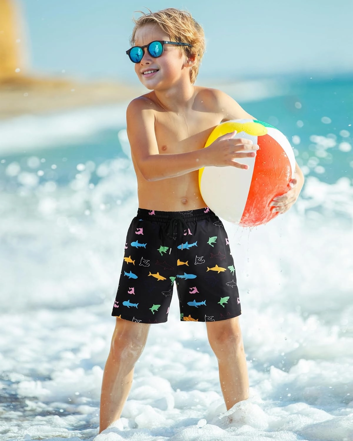 HASMES Boys Swim Trunks with Compression Liner Kids Bathing Suit Quick Dry Board Shorts Swimsuit for Teen 5-14Y