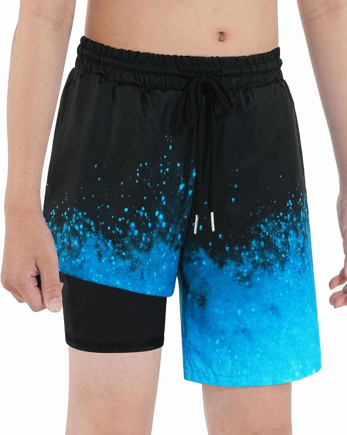 HASMES Boys Swim Trunks with Compression Liner Kids Bathing Suit Quick Dry Board Shorts Swimsuit for Teen 5-14Y