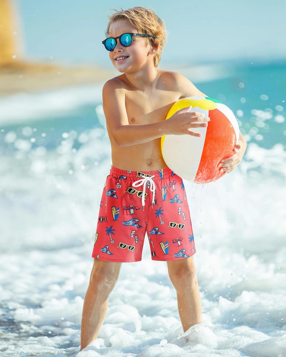 HASMES Boys Swim Trunks with Compression Liner Kids Bathing Suit Quick Dry Board Shorts Swimsuit for Teen 5-14Y