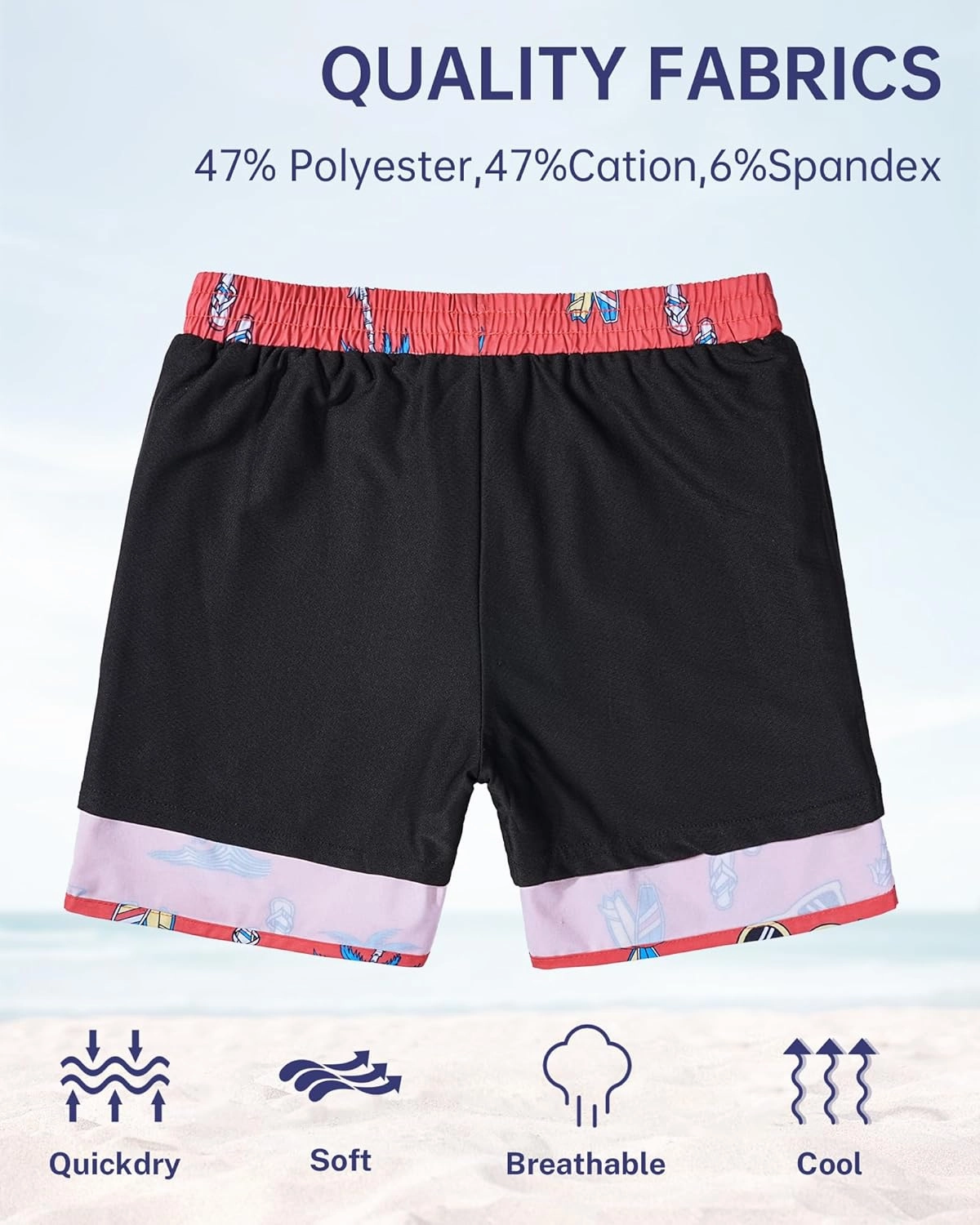 HASMES Boys Swim Trunks with Compression Liner Kids Bathing Suit Quick Dry Board Shorts Swimsuit for Teen 5-14Y