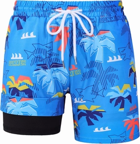 HASMES Boys Swim Trunks with Compression Liner Kids Bathing Suit Quick Dry Board Shorts Swimsuit for Teen 5-14Y