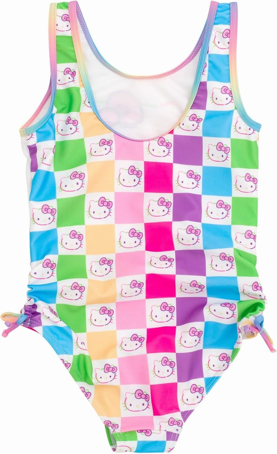Hello Kitty Rainbow Girls UPF 50  One Piece Bathing Suit Little Kid to Big Kid Sizes (4-14-16)
