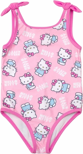 Hello Kitty Rainbow Girls UPF 50  One Piece Bathing Suit Little Kid to Big Kid Sizes (4-14-16)