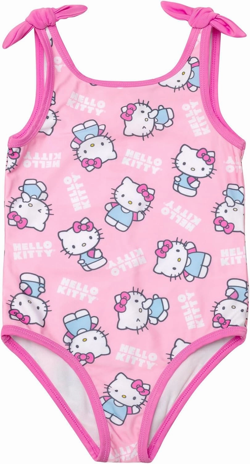 Hello Kitty Rainbow Girls UPF 50  One Piece Bathing Suit Little Kid to Big Kid Sizes (4-14-16)