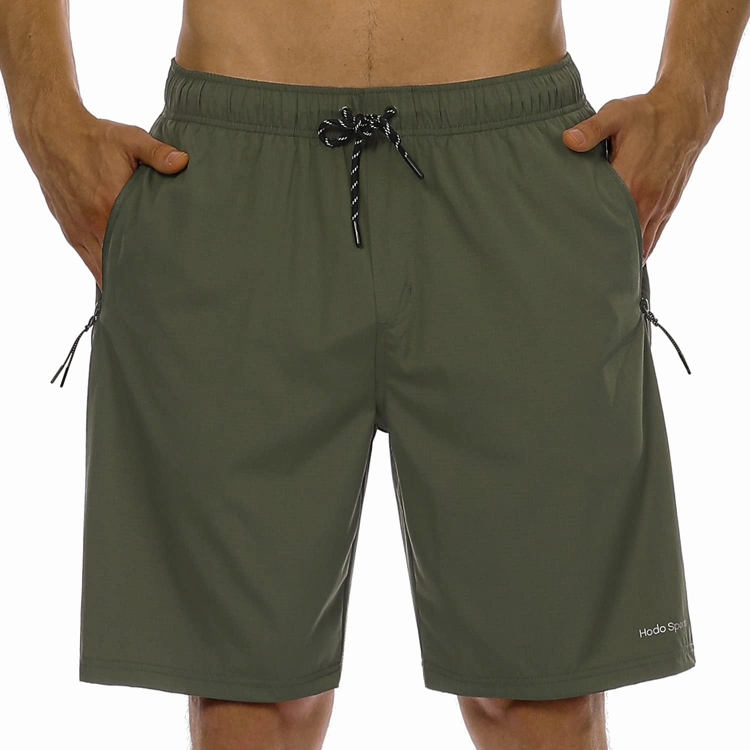 HODOSPORTS Mens No Liner Swim Trunks Quick-Dry with Zipper Pockets