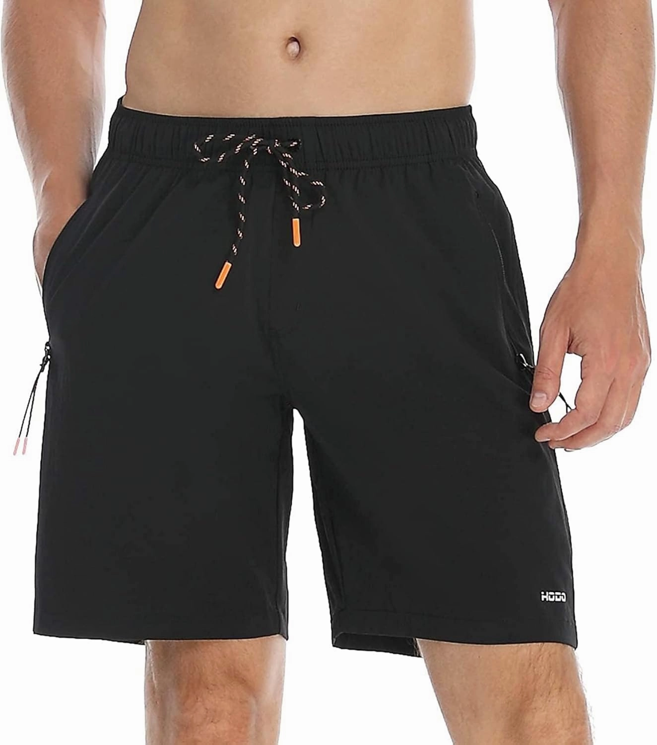 HODOSPORTS Mens No Liner Swim Trunks Quick-Dry with Zipper Pockets