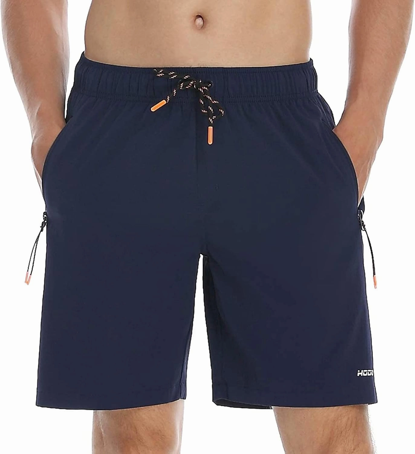 HODOSPORTS Mens No Liner Swim Trunks Quick-Dry with Zipper Pockets
