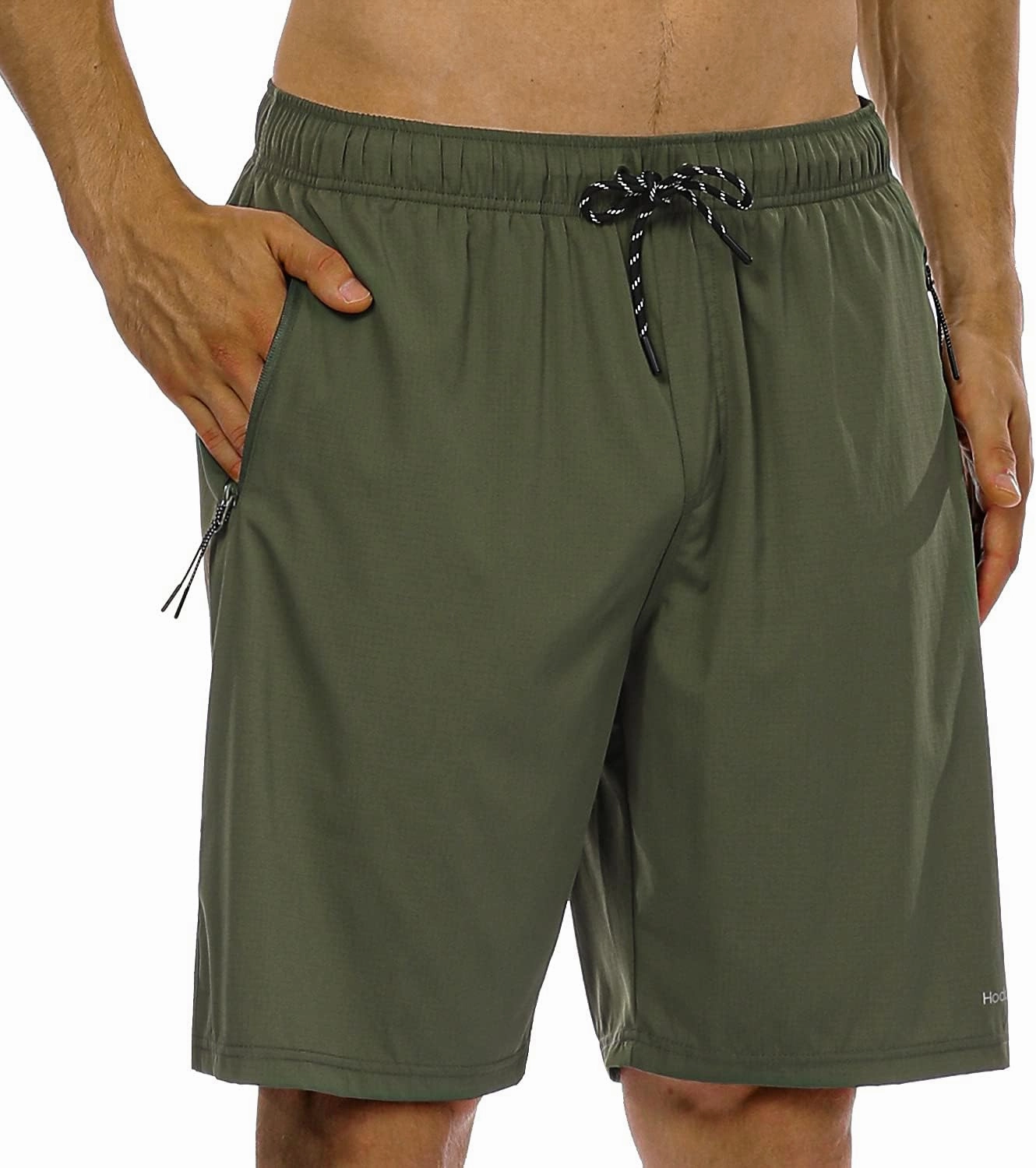 HODOSPORTS Mens No Liner Swim Trunks Quick-Dry with Zipper Pockets