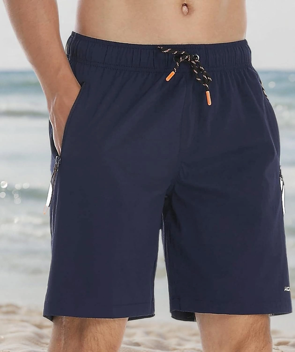 HODOSPORTS Mens No Liner Swim Trunks Quick-Dry with Zipper Pockets