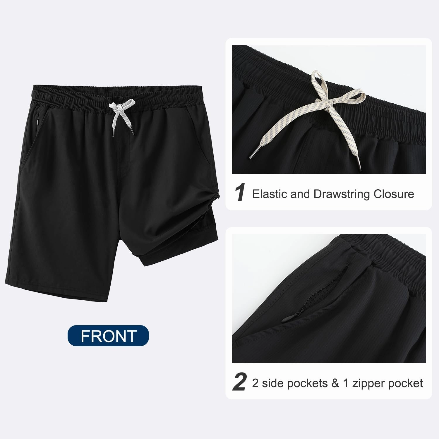 HODOSPORTS Mens Swim Trunks with Compression Liner 9 Inch Quick Dry Swim Shorts with Pockets Swim Suit