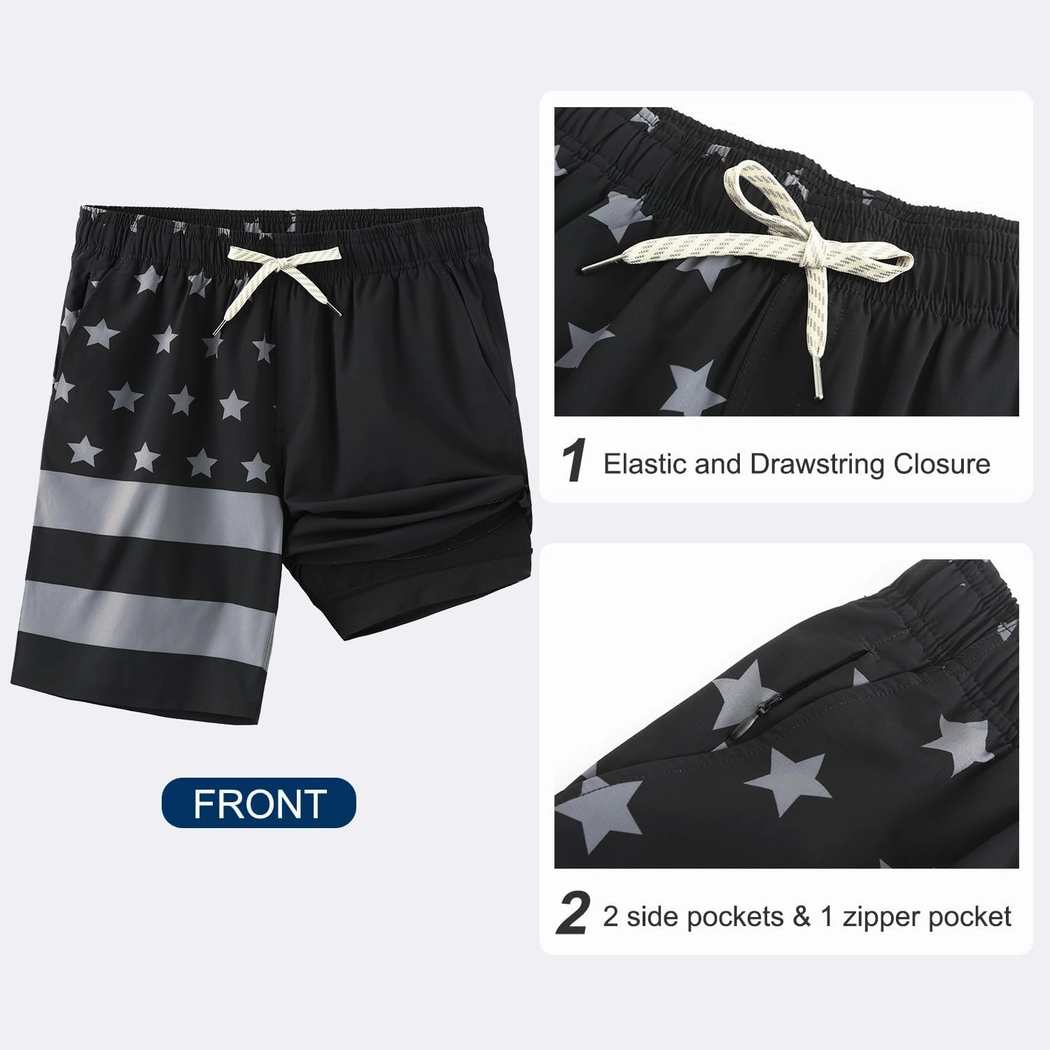 HODOSPORTS Mens Swim Trunks with Compression Liner 9 Inch Quick Dry Swim Shorts with Pockets Swim Suit
