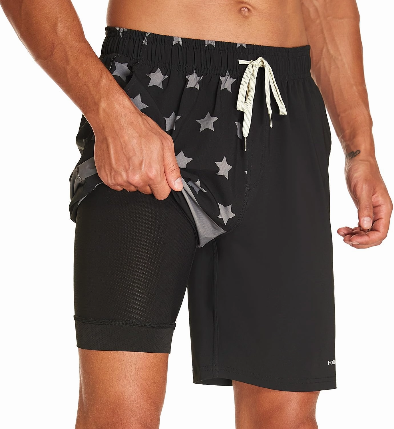 HODOSPORTS Mens Swim Trunks with Compression Liner 9 Inch Quick Dry Swim Shorts with Pockets Swim Suit