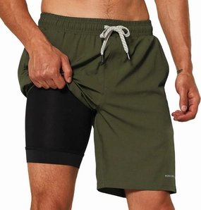 HODOSPORTS Mens Swim Trunks with Compression Liner 9 Inch Quick Dry Swim Shorts with Pockets Swim Suit