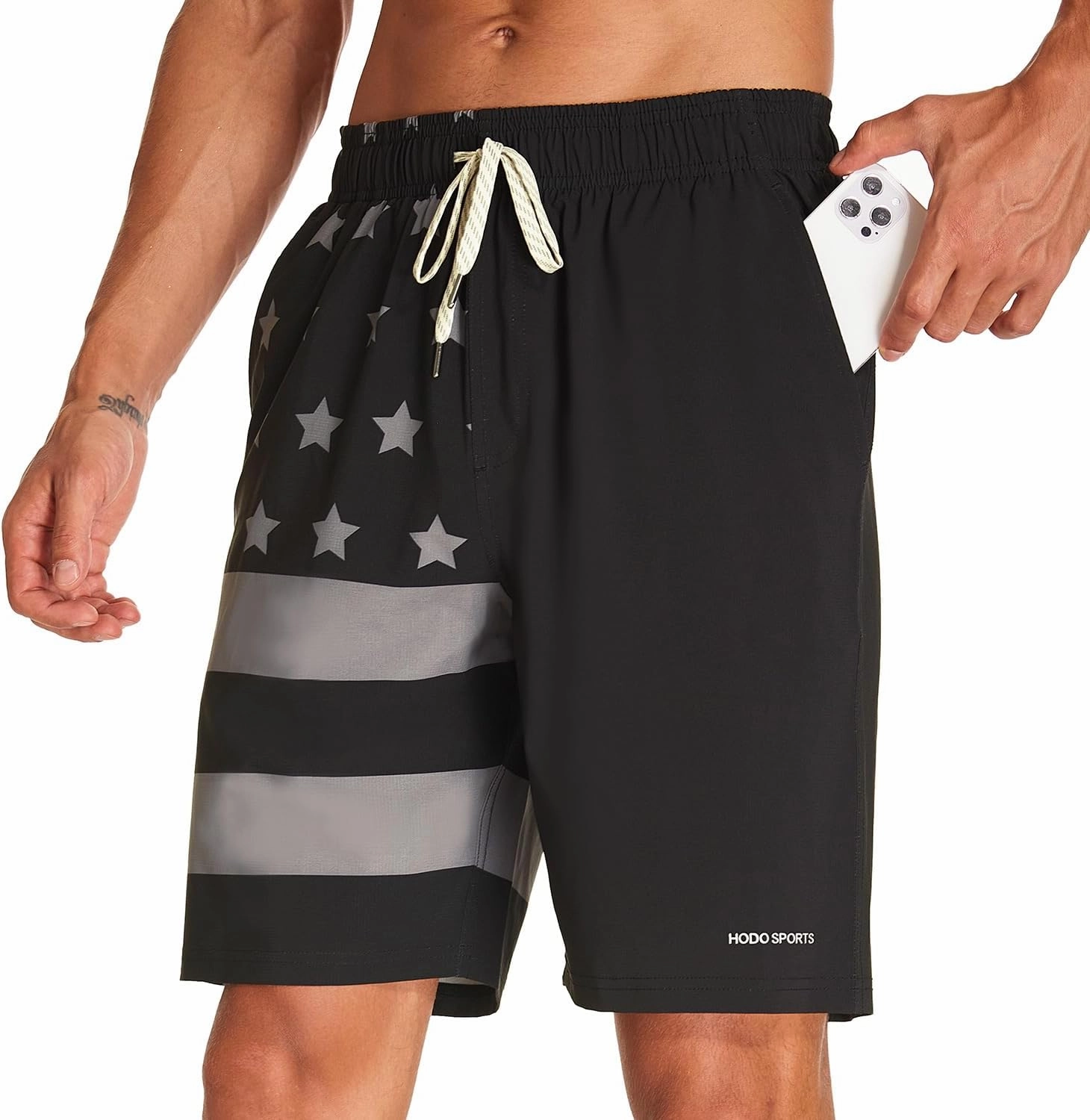 HODOSPORTS Mens Swim Trunks with Compression Liner 9 Inch Quick Dry Swim Shorts with Pockets Swim Suit