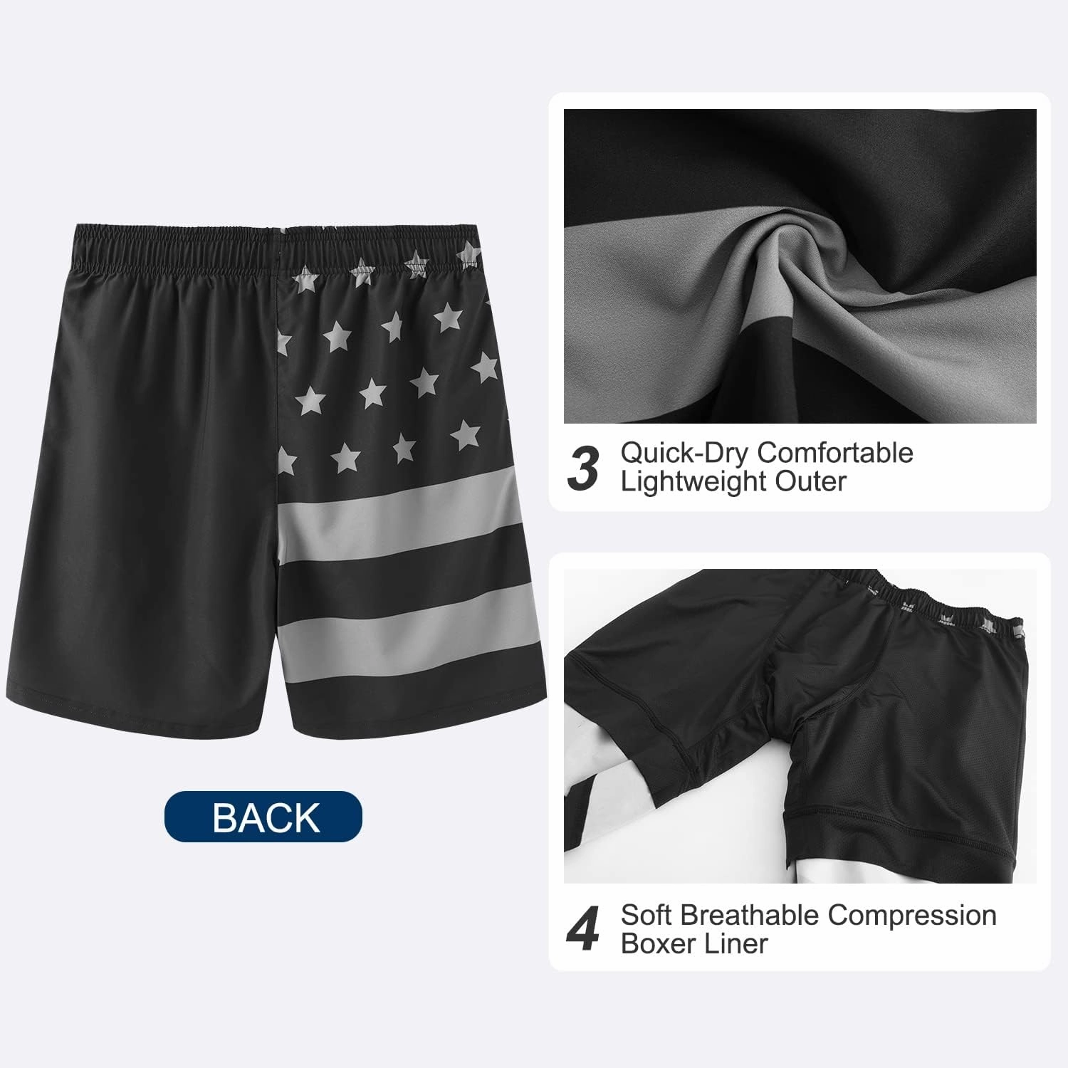 HODOSPORTS Mens Swimsuit Trunks 7" Quick-Dry Swim Shorts with Compression Liner and Zipper Pockets